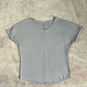 Amazon Women’s Short Sleeve Batwing Waffle Knit Loose Top Size Small Gray